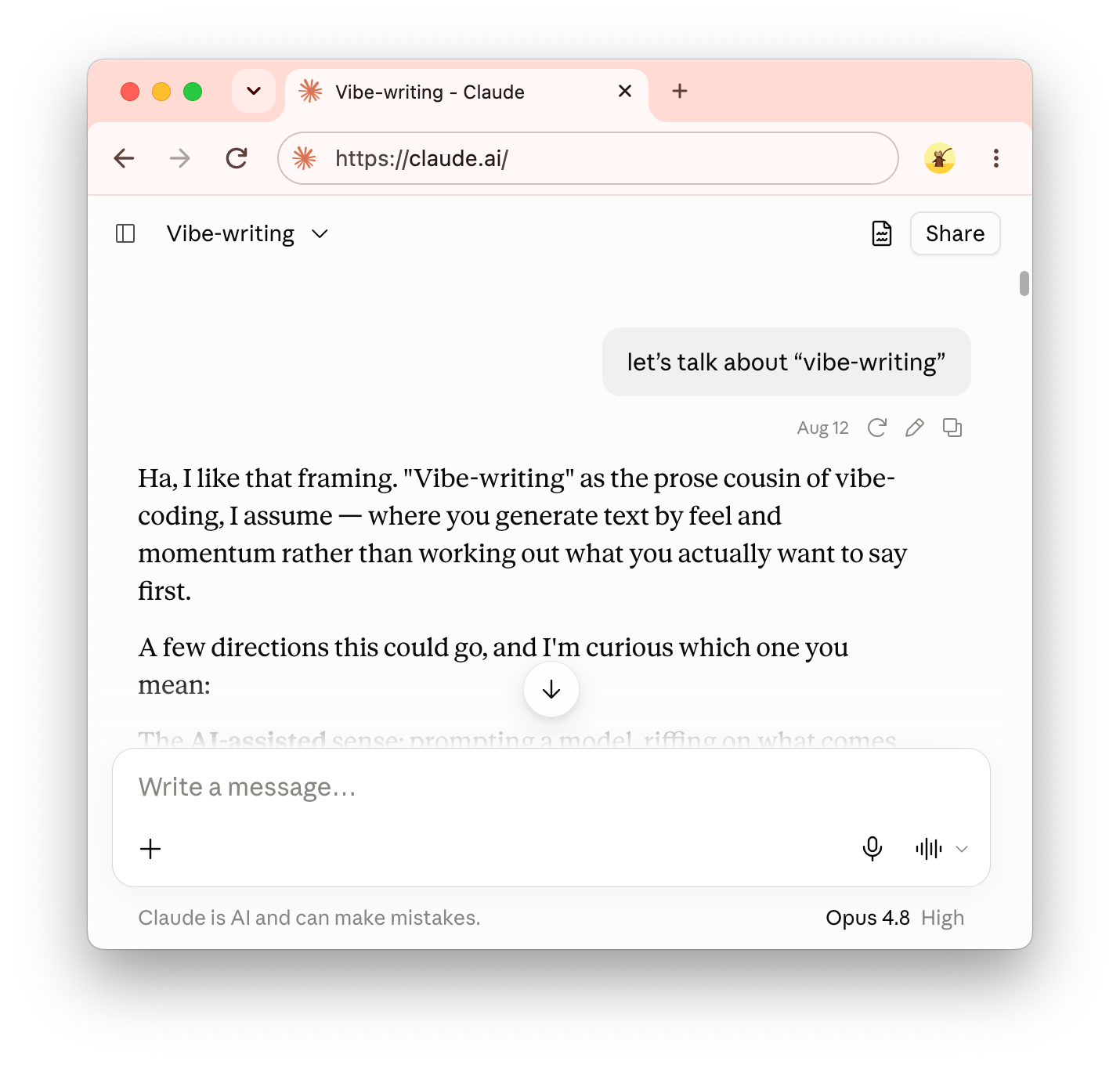 A chat window with an LLM